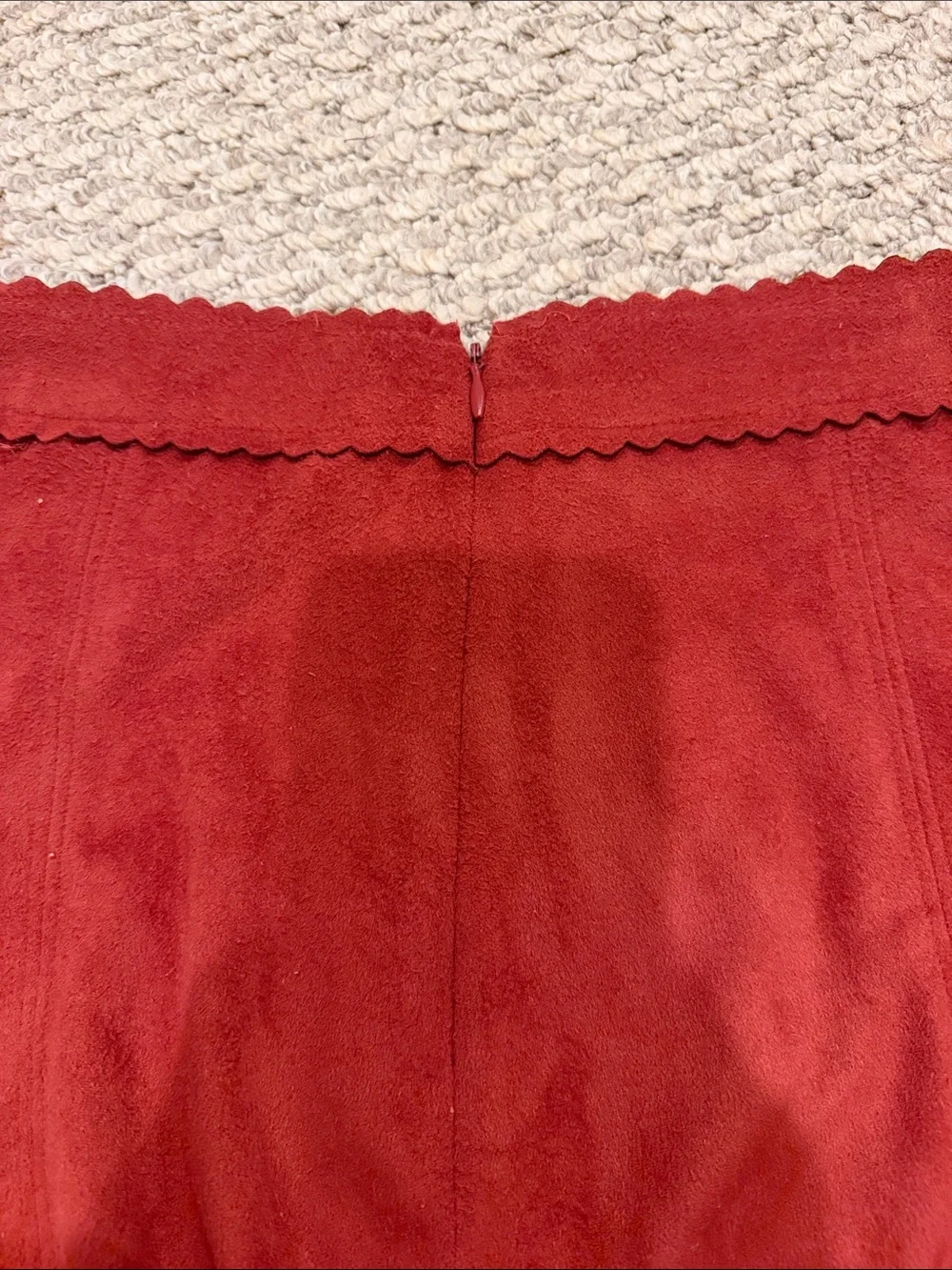 Altar'd State Red Scalloped Hem Skater Skirt